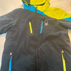 Spyder Kids' Black, Yellow, and Blue Puffer Jacket